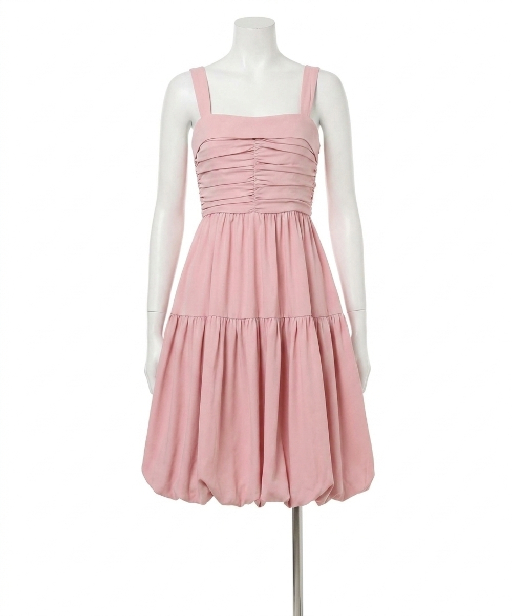 NEW TCEC ruched detail fit and flare tank dress in pink